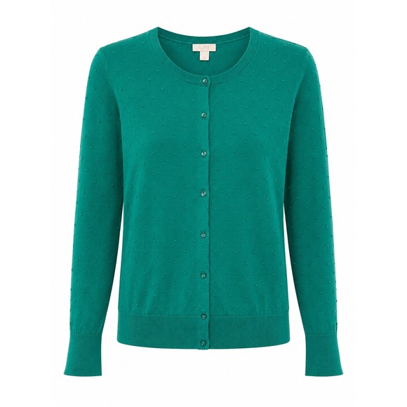 LOFT Sweaters - LOFT Outlet XL Green Swiss Dot Cotton Cardigan Button Front Sweater